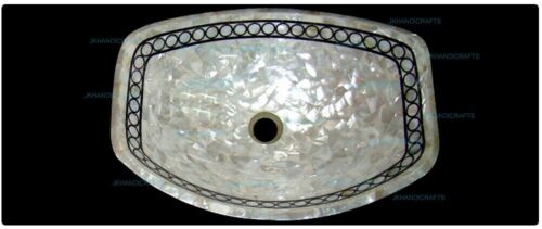 18´´ Rectangle Shape Marble Mother of Pearl Gemstones Vessel Kitchen Decor
