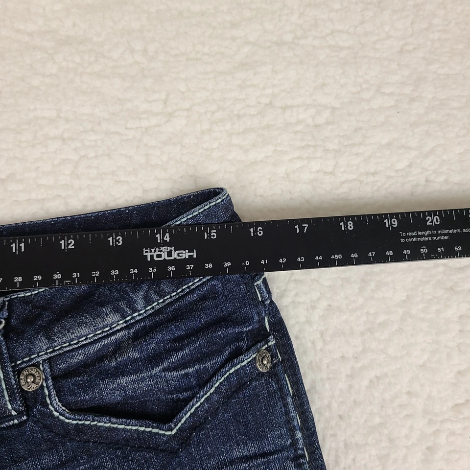 Pantalones de mezclilla MEK para mujer 30x34 azul Birmingham ajustados corte bota lavado oscuro Foto 3 de 4