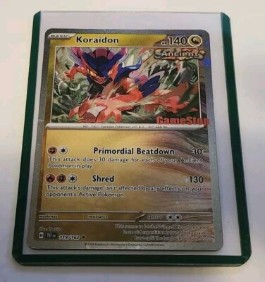 pokemon card 119 162 Koraidon 119/162 Ancient Holo or Reverse (Random) - Myboost X carlate et Violet 5 Colorless Shred (130 This attacks damage isnt affected by any effects on your opponents Active Pokmon.) Pokemon - Koraidon 119/162 -