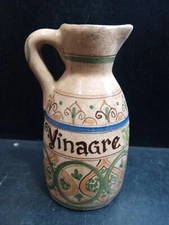 Vintage COLUMBIA Rare VINAGRE Oil or Vinegar Bottle POURING Spout Ceramic 