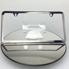 Powder Coat Black Chrome Stainless Steel License Plate Frame Holder Slim 2 Hole