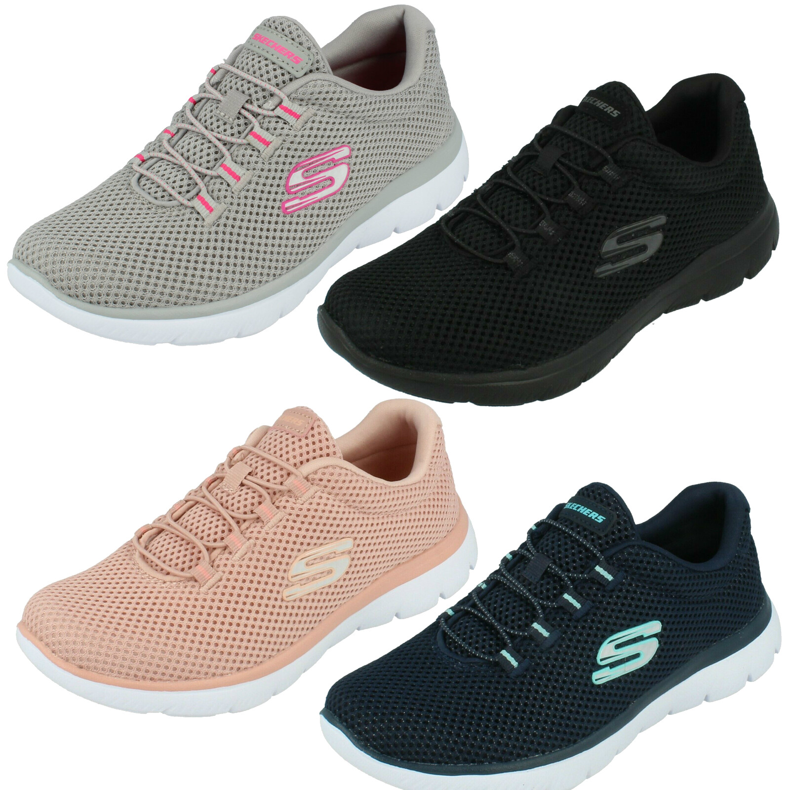 Ladies Skechers Memory Foam Elasticated Lace Trainer Summits Quick Lapse  12985 | eBay