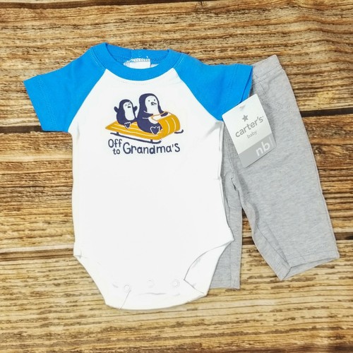 Carter's Baby Boy Newborn 2 Piece Short Sleeve Bodysuit Pant Set Off to Grandmas