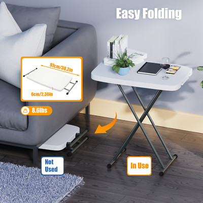 Height Adjustable Folding Table Snack Desk Laptop Table Small Computer Desk