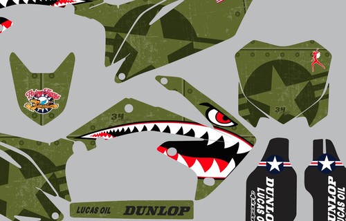 Tiger Shark Graphic kit for Honda CRF450 CRF 450 2009-2012 decal Military green - Picture 3 of 4