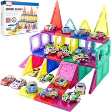 Malplay Blocs de Construction Magnétiques 3D Educatif 20 Voitures Toboggan...