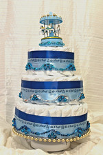 Handmade carousel themed baby diaper cake