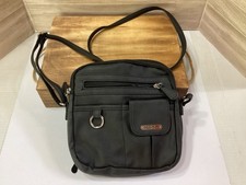 MultiSac North South Zip Around Crossbody Bag Black Faux Leather MINT