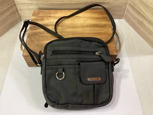 MultiSac North South Zip Around Crossbody Bag Black Faux Leather MINT