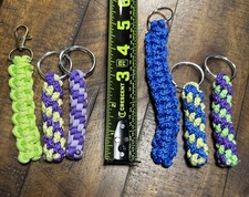 Multicolor Paracord Keychains Lot Of 6 Multi Weaves  Lengths