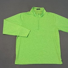 Turtleson Mens Med 1/4 Zip Pullover Green Golf Logo Stretch Mock Neck Drirelease