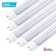 50 Pcs T8 4FT G13 Bi Pin Led Tube Light Bulbs 28W 2 Pin 4' Led Shop Light 6000K