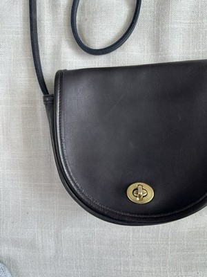 ◎vintage◎COACH Mini Body Bag BLACK Vintage Coach Black Leather Cross Body Small Plaza Bag US