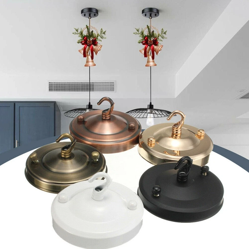 Gancio Per Lampadario A Soffitto In Ottone Lucido Con Rosa E Cinghia Di Sicurezza