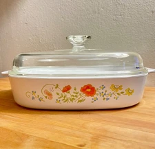 Vintage Corning Ware Wildflower 10” Covered Skillet A-10-B With Lid A-12-C