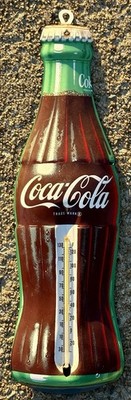 Vintage 1950s Coca Cola Bottle Tin Thermometer 17 