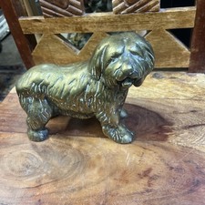 Vintage solid Brass Old English Sheepdog figurine collectible fireplace dulux