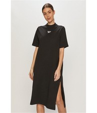 Reebok Womens Classic Small Vector Shirt Dress Midi Dress, black, S
