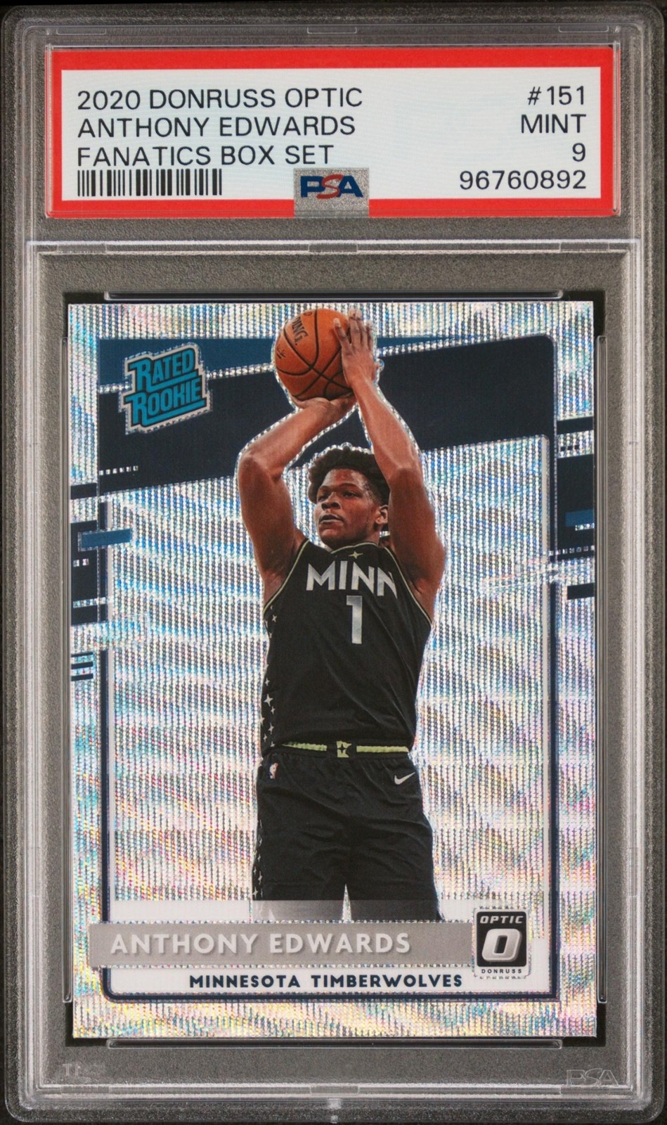 2020-21 Donruss Optic Anthony Edwards Fanatics #151 RC Timberwolves PSA 9