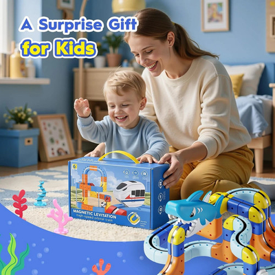 #ad 117PCS Shark Electric Train Set 3D Infinity Rail Magnetic STEM Toy Kids $59.99