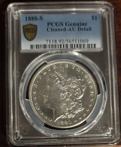 1880-S Pcgs Genuine Cleaned Au Detail Morgan Silver Dollar