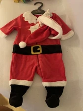 Mothercare Santa Father Christmas Festive Outfit All in One & Hat New & Tags 