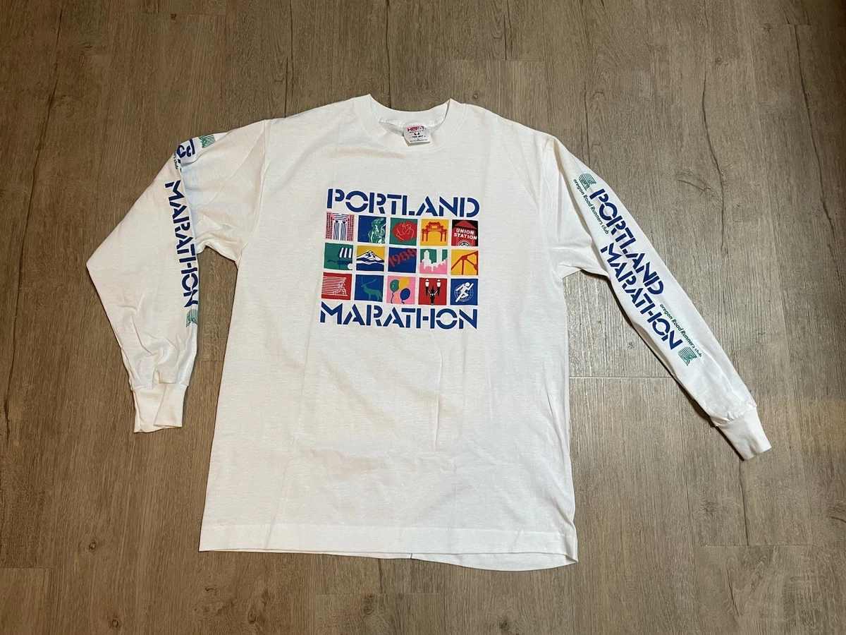 Tee shirt Marathon Paris 2006 Bleu Cross running vintage