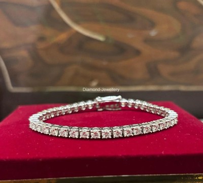 5.00 Ct Round Cut Certified GH/VS Diamond Tennis Bracelet 14k White Gold
