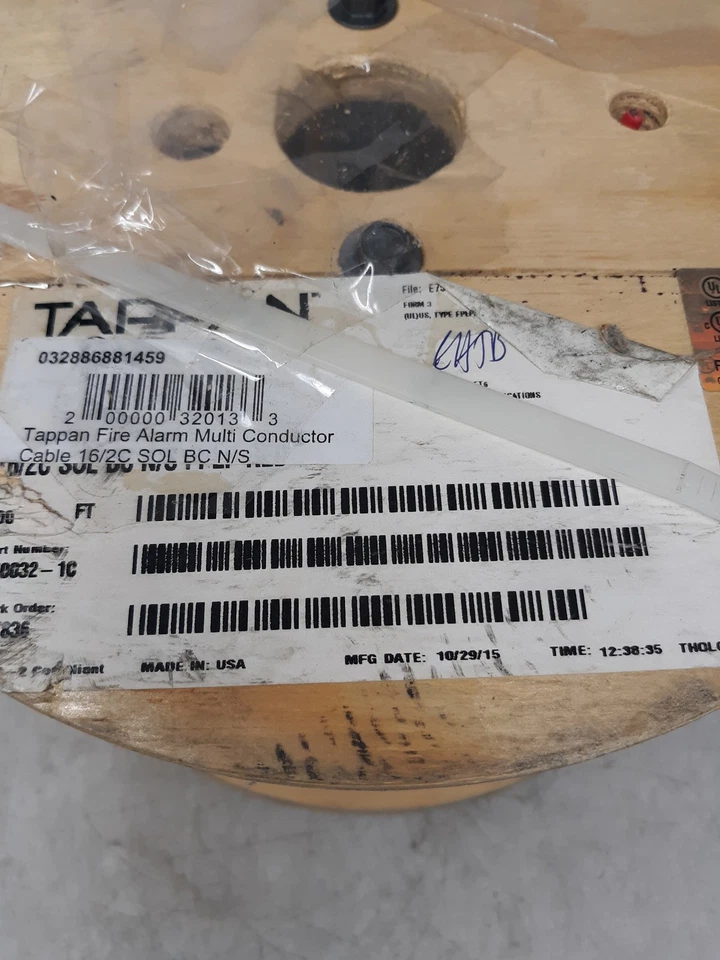Tappan 16/2C Solid BC Fire Alarm Plenum Cable Red 1000ft Spool G50032-1C USA - Image 2 of 4