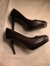 Christian Siriano Crocodile Brown Size 8.5 Heels 4in Stiletto Sexy  Y2K  Pumps 