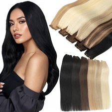 Weft Hair Extenisons Sew-In Weave Remy Russian Human Hair Thick Bundle 200g UK
