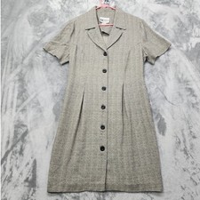 Vintage SL FASHIONS Womens 12 Beige Black Short Sleeve Button Up Sheath Office Vintage SL FASHIONS Womens 12 Beige Black Short Sleeve Button Up Sheath Office - Image 1