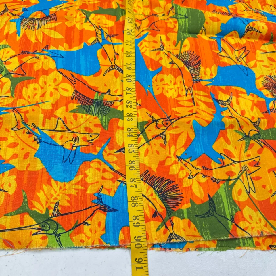 joann quilting cotton blue orange sharks fish ocean 55x90 2.5 yard - Image 4 of 4