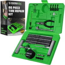 Rhino USA Tire Plug Repair Kit (86-Piece) Fix Punctures & Plug Flats with Ease