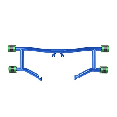 Blue ProTek Front High Way Peg Two Step Crash Bar Green CNC w/ Carbon For Harley