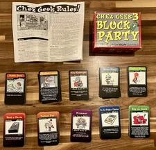 Chez Geek 1, 2, & 3 Block Party Card Game Steve Jackson Games 2001 Used