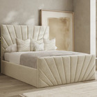 Panel Sunrise Bed Frame Plush Velvet Upholstered Ottoman Gas Lift Storage Double