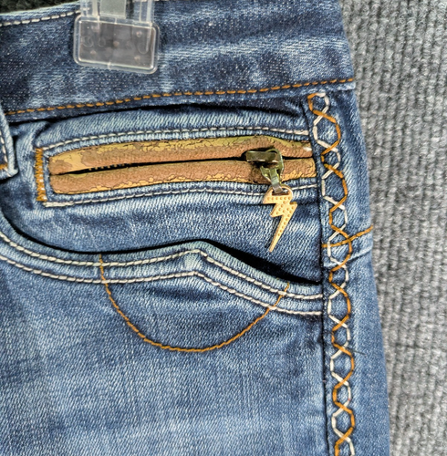 Jeans Rerock donna taglia 28 skinny vita bassa zip tasca elasticizzato 31x32 retrò Y2K - Foto 6 di 18