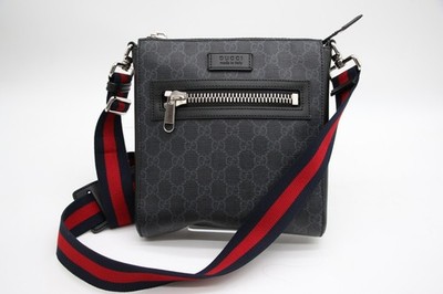 GUCCI Small Messenger Shoulder Bag 523599 GG Supreme Sherry Line Black