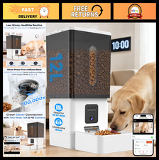Large Dog Automatic Feeder 12L with HD Camera - 50 Cups, Anti-Clog, Travel Ready