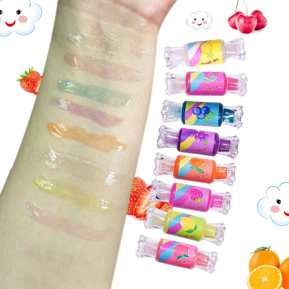 Cute Lip Gloss for Kids, 6PCS Glitter Girls Lip Gloss Set with Shape of Candy, A - Image 4 of 4