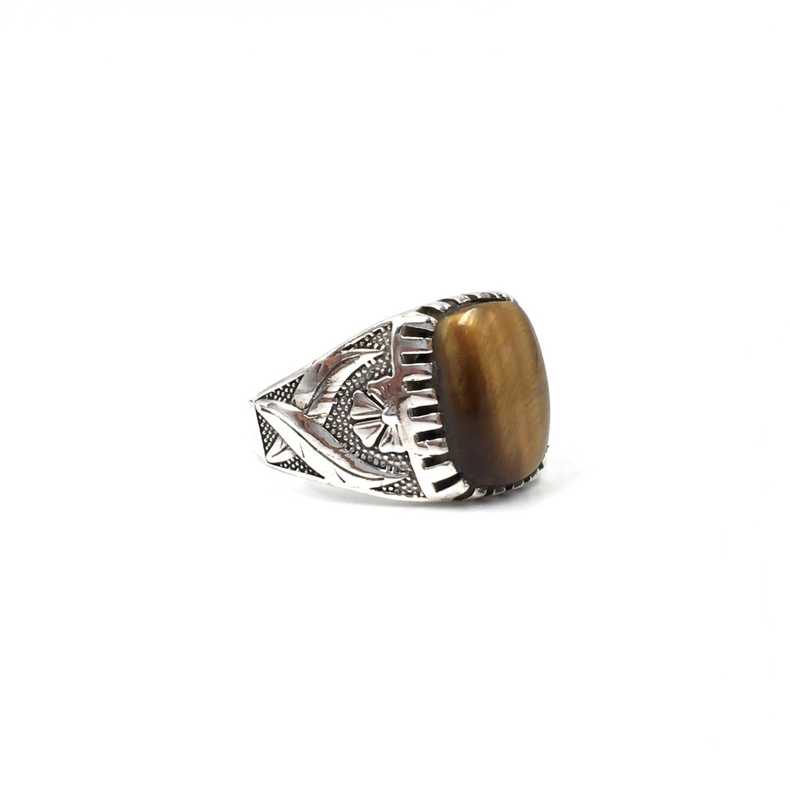 Solid 925 Silver Ring Tiger Eye Solid Band Ring M… - image 3