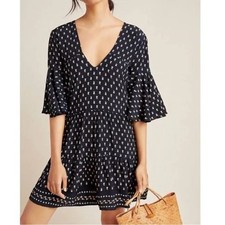Faithfull The Brand X Anthropologie Fresa Floral Tunic Dress Black Size 2