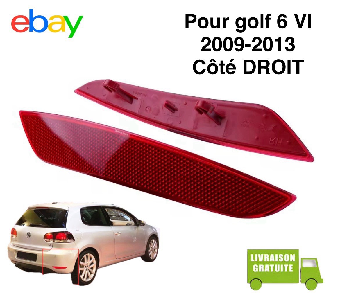 Réflecteur pare-choc arrière droit pour Volkswagen Golf 6 ans 2009-2013