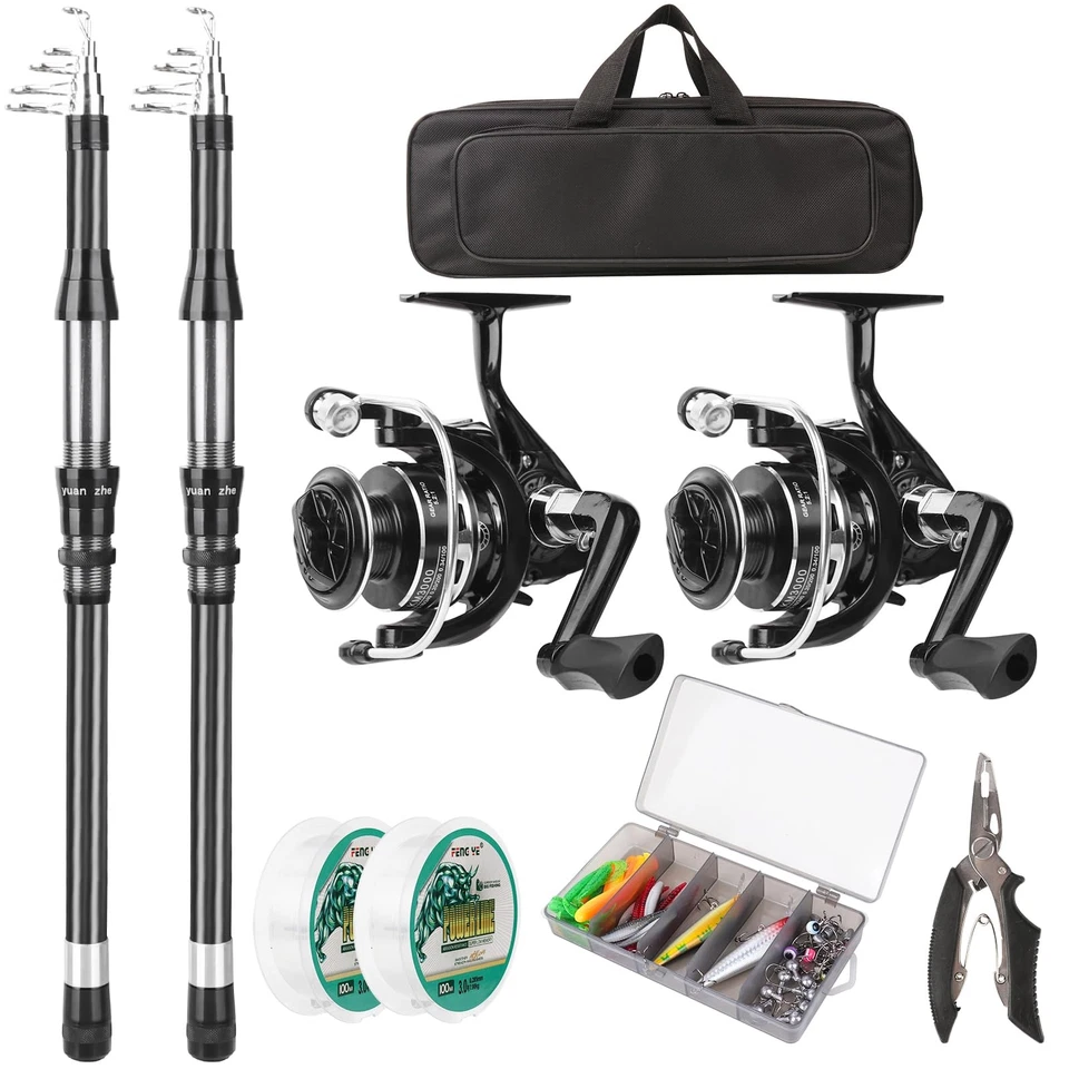 Fishing Rod Reel Combo - 2PCS 6.89ft Telescopic Fishing Poles 2PCS Spinning R... - Image 2 of 4