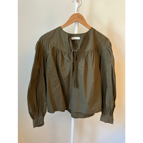 Ulla Johnson Delaney Long Sleeve Cotton Top in Beech, Size 2