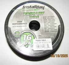 Install Bay PWBK16500 Primary Wire W/ 16 Gauge Black 257 Feet UNUSED