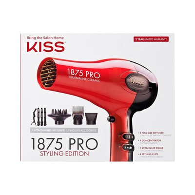 KISS 1875 Watt Pro Tourmaline Ceramic Hair Dryer, Styling Edition, 3 Heat Set...