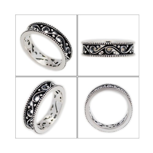 ARABESQUE 925 STERLING SILVER BIKER JEWELRY GOTHIC ROCKABILLY RING ks-r024 - Picture 23 of 30