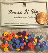 Dress It Up Jesse James Buttons Tiny Gem Jewel Tone Buttons Plastic Sew-through 